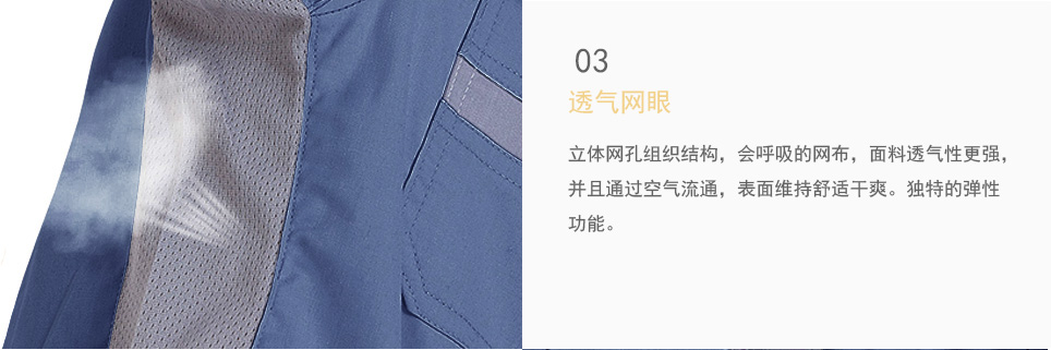 夏季劳保工作服透气网眼设计